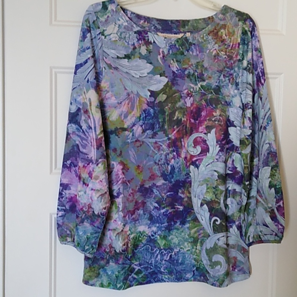 Soft Surroundings Long Sleeve Purple and Blue Top - L